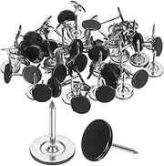 uxcell 100Pcs Upholstery Tacks, 11mmx15mm Flat Head Thumb Tack Decorative Furniture Nails Push Pins for Furniture Sofa Headboards, Black