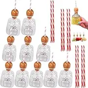 Patron Reusable Cups with Straw, Mini Empty Tequila Bottles Bottle Empty for Drinks, 13oz Acrylic Plastic Tequila Plastic Bottles for Champagne, Wine, Alcohol, Party Favors, Wedding 375ml(10pc)