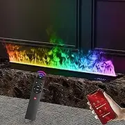 3D Atomized Fireplace, Water VAP-or Electric Fireplace with Multicolour Realistic 3D Atomization Flame, Smart App/Remote/Touch Control, Fireplace Humidifier, Automatic Water Filling(100cm/39.37inch)
