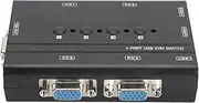 4 Port USB 2.0 VGA KVM Switch, USB VGA KVM Switcher with Panel Buttons, LED Indicator, 1920x1440 Resolution, for Windows 10, 8, 7, XP, for Linux