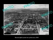 OLD LARGE HISTORIC PHOTO OF WARWICK QLD AERIAL VIEW OF THE TOWN c1950