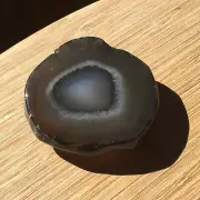 Agate Geode Slab Thick Polished Stone Slice Gray Crystal Quartz Banding 4 Inches