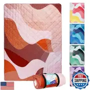 Whale Flotilla Extra Large Waterproof Picnic Blankets 60"x80", Foldable Light