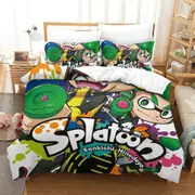 v437 Bed Sheets Splatoon Game Bedding Set,Duvet Cover Comforter Bed Set Quilt Cover Pillowcase,King Queen Twin Size Boys Girls Adults 3-Piece Bedding