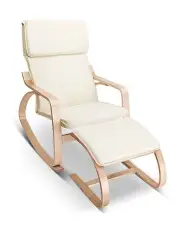 [Artiss] Wooden Armchair With Foot Stool