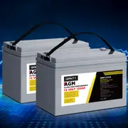 12V Giantz AGM Deep Cycle Battery 120Ah x2 Box Portable Solar Caravan Camping