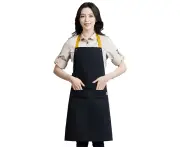 Women's Pocket Apron, Dirt Resistant Apron with Adjustable Neck Strap - Black