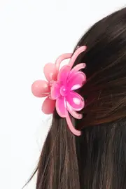 Pink Flower Hair Claw Clip