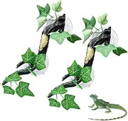 2Pcs Reptile Corner Branch, Reptile Climbing Decor Snake Climbing Branch, Reptiles Tank Accessories Terrarium Decorations Tree Branchs (Green)