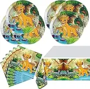 Children's Birthday Party Tableware Kit, Lion King Tableware Set, Party Accessories, Cartoon Party Tableware Set, Cups Napkins for Children's Birthday Party Decoration, Birthday Decoration