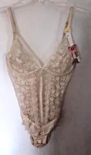 VTG New Deadstock 1982 Ce Soir Underwire Teddy Sensuous Collection 34C Nude