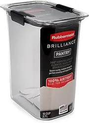 [Rubbermaid] Brilliance 16-Cup Airtight Food Storage Container with Lid, Clear/Grey - Optimal for Pantry Organization, Flour, Sugar, and Food Storage