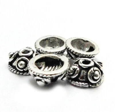 60 PCS 7X4MM BALI BEAD CAP ANTIQUE STERLING SILVER PLATED