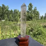 7.54LB Natural TeaTourmaline Quartz Obelisk Crystal Point Tower Reiki Gem+Stand
