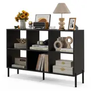 Costway Wooden Bookcase Display Shelf Study Living Room Organizer w/6 Storage Cube Black