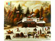 Vintage 1995 Charles Wysocki Puzzle The Vermont Rock Maple Treetappers 1000 Pc