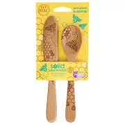 Talisman Designs Laser Etched Beechwood Jam Spoon & Spreader Set, Honey Bee