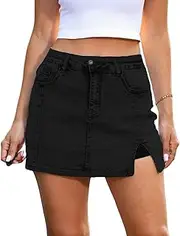 [Generic] Bloomy Skorts,2025 New Bloomy Jean Skorts,Woman High Waisted Casual Stretchy Denim Skirt Side Split Mini Skirts