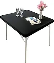 Monibana Cocktail Fitted Spandex Stretch Square Table Covers Caps Elastic Square Tablecloth Black Table Topper 34x34 Inch