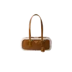 Prada Medium Shearling Two-Handle Bag Cognac Natural