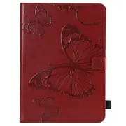 For Ipad 5/6 Fashion Butterfly Embossed Pu Leather Magnetic Closure Stand Case Auto Wake/Sleep Cover With Pen Slot Red