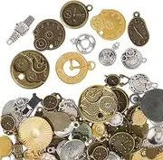 SOFPLATE 1 Box 100G Metal Clock Charm Antique Style Mini Charms Alloy Small Punk Tibetan Vintage Link Trinket Hanging Charm Pendant Findings for Jewellery Making Charms Necklaces Earrings DIY Crafts,