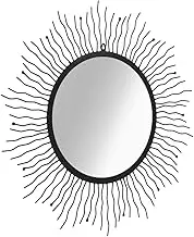 'vidaXL Black Garden Wall Mirror, Sunburst Design - Durable Powder-Coated Steel Frame, Easy-to-Mount, Stylish Outdoor Decor, 80cm Diameter