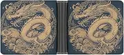 [QSKDLAC] Leather Wallet Slim Durable Credit Card Holder Personalized Blue Oriental Serpent Printing Wallet For Men & Women Perfect For Work Travel, style, One size, Foldable Pu Wallet, Style, One size
