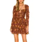 House of Harlow 1960 x REVOLVE Cotton dress long sleeve brown Sz L