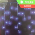 200 Blue SOLAR LED Icicle 3.9m Long Outdoor Christmas Gutter Lights mem. control