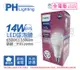 【PHILIPS飛利浦】LED 14W 6500K 白光 E27 全電壓 高亮度 節能 球泡燈 (2.1折)