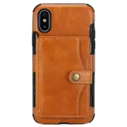 For Iphone Xs Max Retro Style Protective Case With Card Slot and Wallet(Yellow)