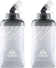TRIWONDER Water Bottles TPU Soft Flasks Collapsible Running Flasks for Hydration Pack Backpack Hiking Cycling (Gray - 500ml - Pack of 2)