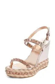 Christian Louboutin PYRACLOU 110 Spiked Platform Wedge Heel Sandals Shoes $995