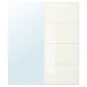 AULI / FÄRVIK pair of sliding doors, mirror glass/white glass, 200x236 cm