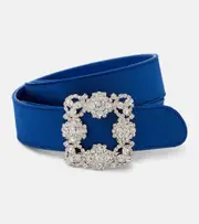 [Manolo Blahnik] Manolo Blahnik Hangisi crystal-embellished satin belt Inch 29.5 blue