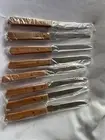 Vintage Stainless Steel Steak Knives Set Of 8 With Wooden Handles By Dolphin Mad