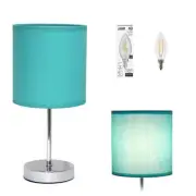 LT2007-BLU-LB Basic Chrome Mini Table Lamp for Living Room, Nightstand, Desk,...