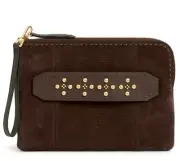 Vera Bradley Mallory RFID Leather Bittersweet Chocolate lg.10" wristlet/clutch