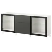 BESTÅ storage combination with drawers, white Lappviken/Stubbarp/Fällsvik anthracite, 180x42x74 cm