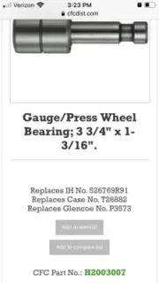 Gauge Press Wheel Bearing Case International 526769R91 Glencoe Qty Of 12