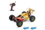 WLtoys XKS 144010 Remote Control Car Off-Road Car High Speed 75km/h 1/14 2.4GHz Racing Car 4WD RTR with Metal Chassis with 2 Battery (Yellow, 2 battery)