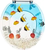 Daniel's Bath & Beyond Polyresin Round Fish Aquarium Toilet Seat, polyresin Toilet seat Fish Aquarium, Blue, 17"