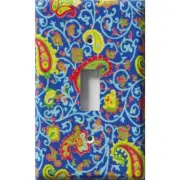 SnazzySwitch Blue and Yellow Paisley Decorative Light Switch Plate Cover
