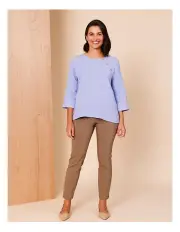 [Regatta] 3/4 Raglan Sleeve Tee With Woven Front Knit Back in Jacaranda