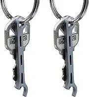 Brew Soldier Bottle Opener - Thin Titanium Bottle Opener with Key Ring - Made in the USA (Sandblasted - Two Pack)