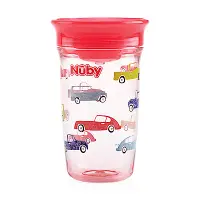 在飛比找Yahoo奇摩購物中心優惠-Nuby 晶透360度喝水杯300ml_紅汽車(12M+)