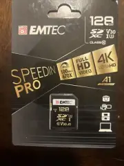 EMTEC SDXC Memory Card - 128GB SPEEDIN PRO V30 A1 Class 10 - NEW / Sealed