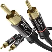 CableDirect – 1.0m RCA/Phono Cable, 2 × 2 Plugs, Stereo Audio Cable, Practically Break-Proof & Flawless Sound Quality (coaxial Cable, subwoofer/amp/HiFi & Home Cinema/Blu-ray, Analogue & Digital)