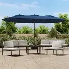 vidaXL Double-Head Garden Parasol Azure Blue 449x245 cm HEE